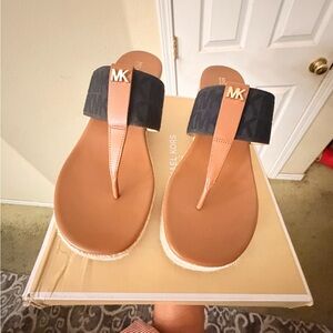 Michael Kors Laney Saffiano Leather Thong Sandals